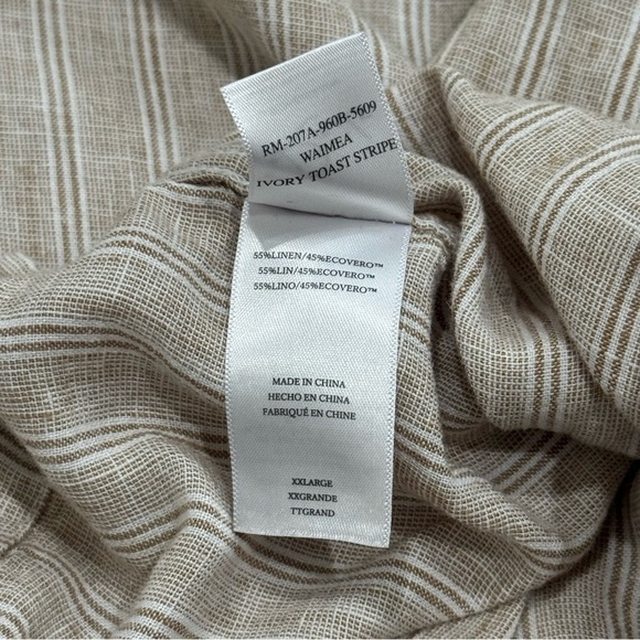 Rails Tan and White Vertical Stripe Linen Blend Camp Shirt Men’s Size XXL - Picture 9 of 11